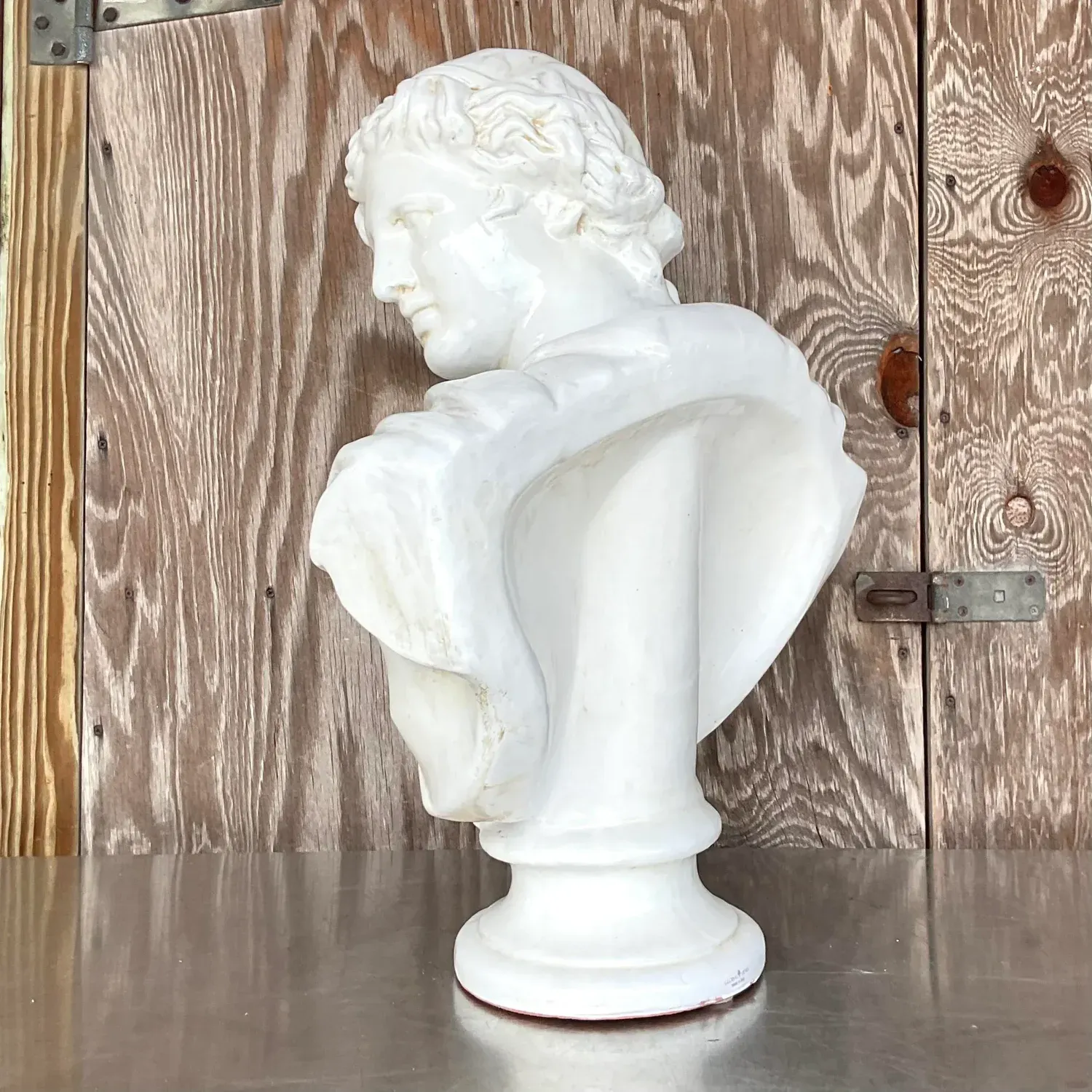Vintage Boho Glazed Terra Cotta Bust of Female — additional photo 1