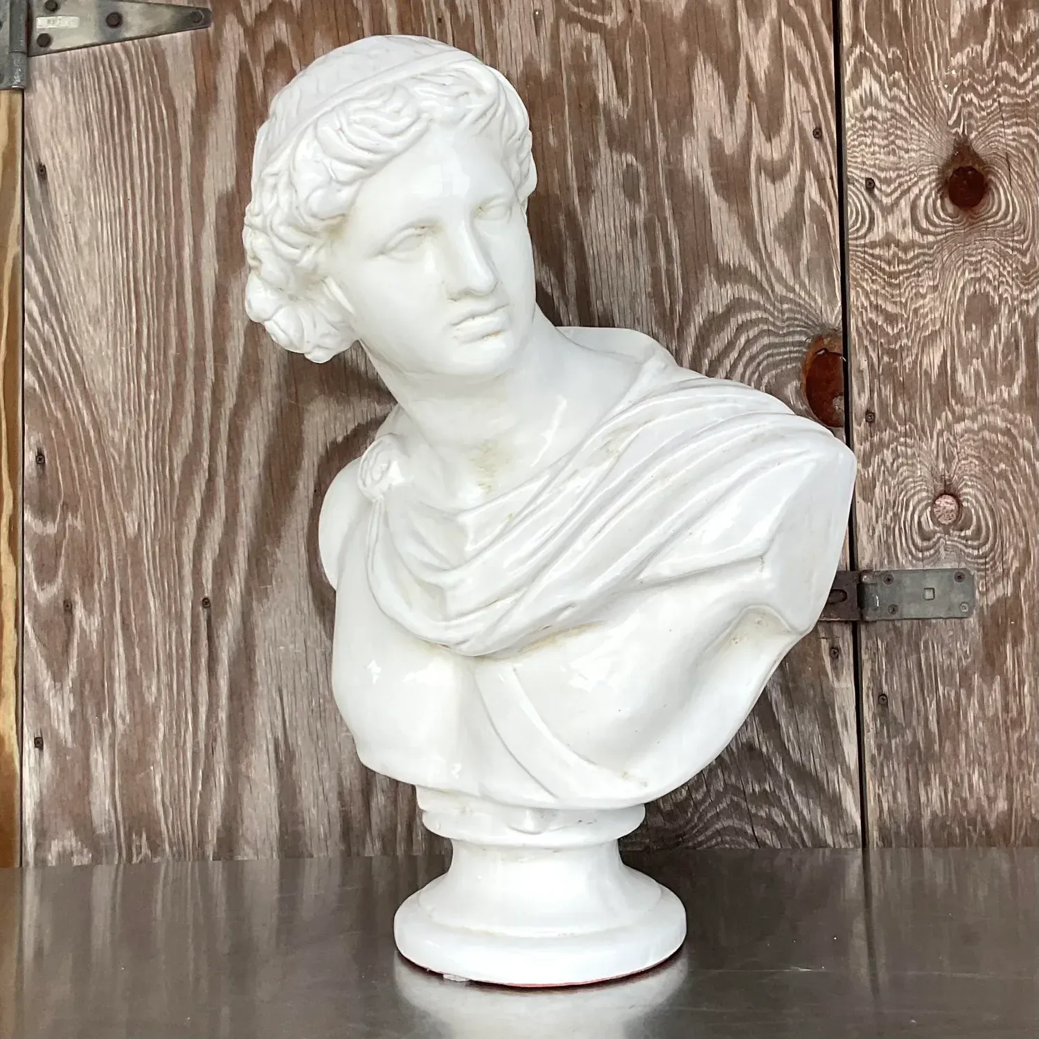Vintage Boho Glazed Terra Cotta Bust of Female — additional photo 8