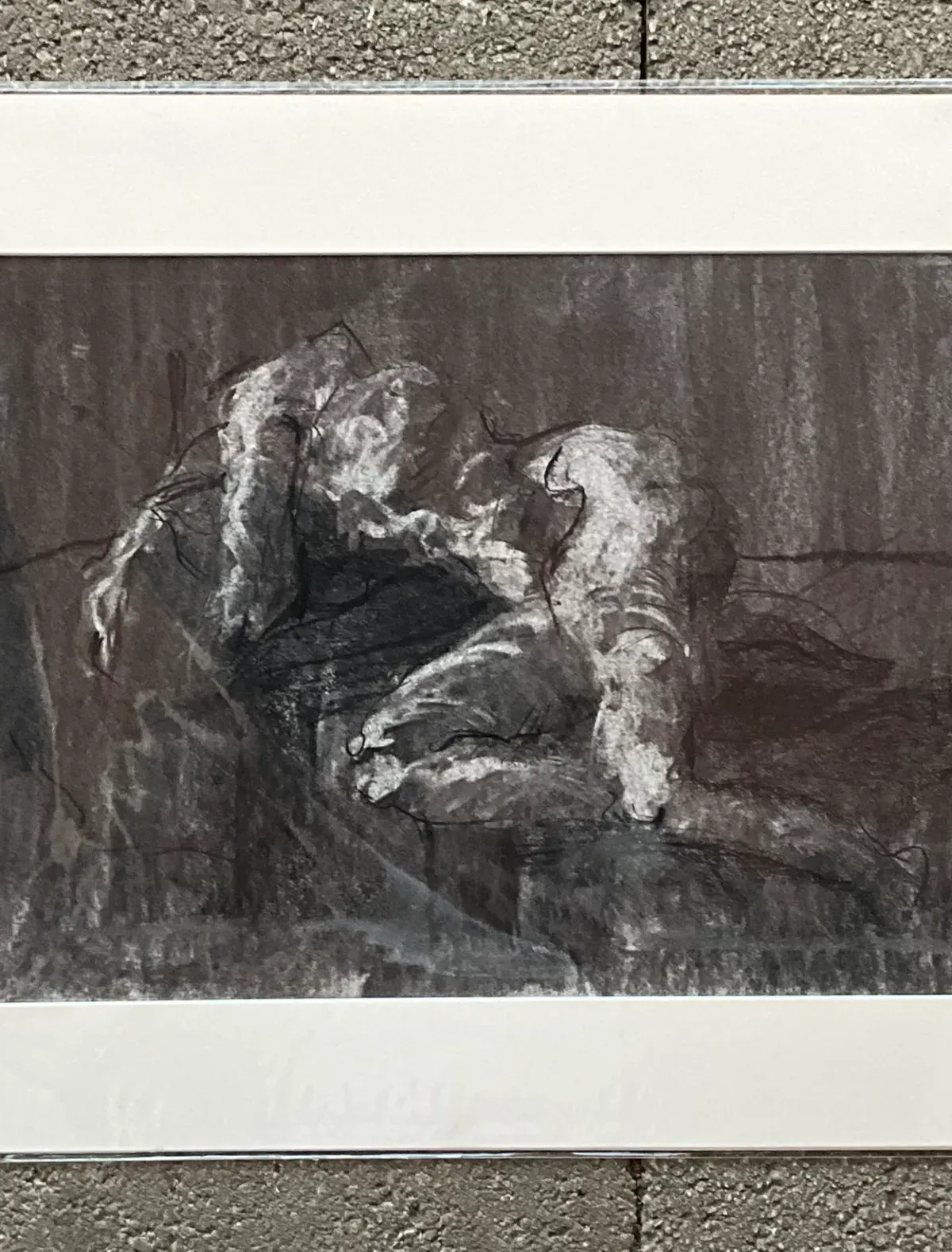 Vintage Boho Graphite Nude Sketch - Side view
