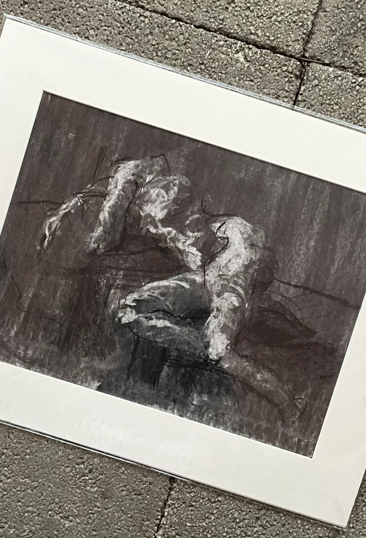 Vintage Boho Graphite Nude Sketch - Back view