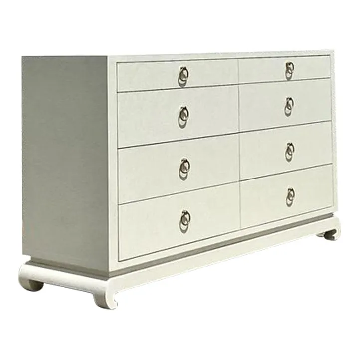 Vintage Boho Grasscloth Wrapped Dresser — additional photo 1