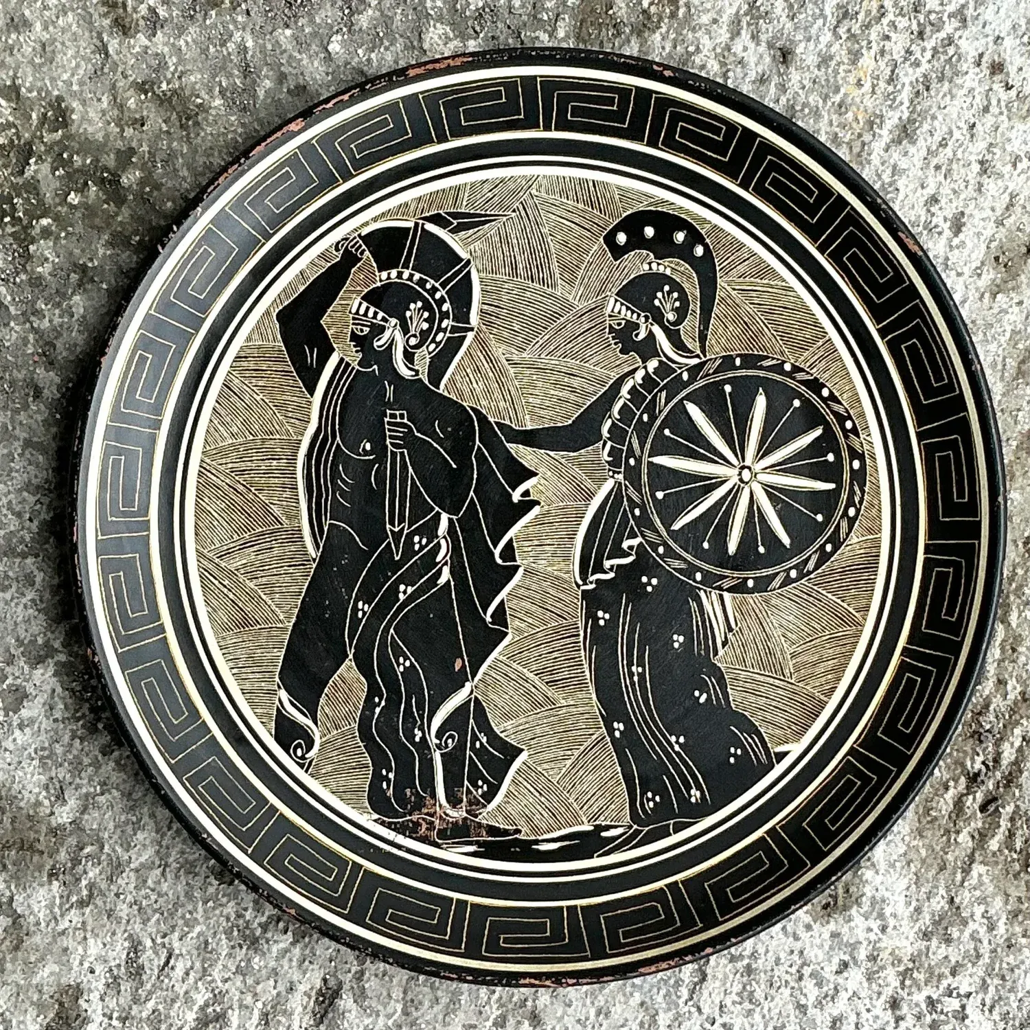 Vintage Boho Greek Key Figurative Plate — additional photo 4