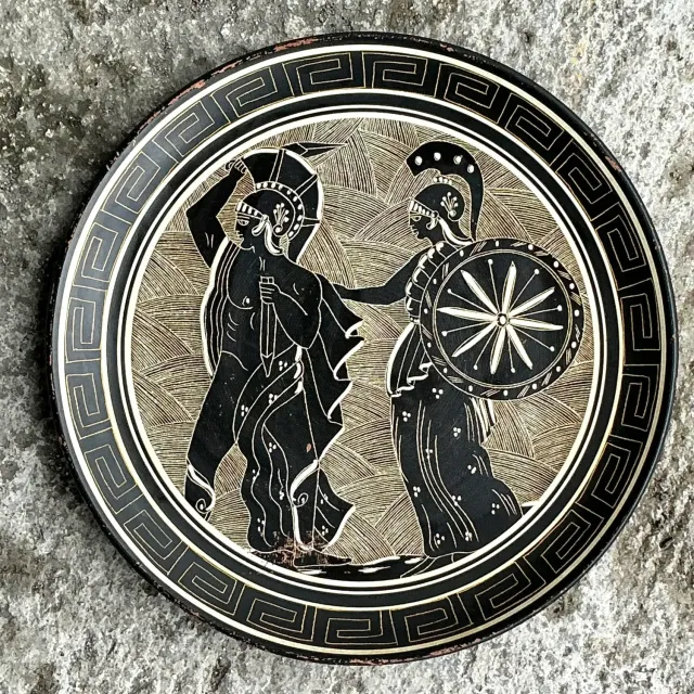 Vintage Boho Greek Key Figurative Plate — additional photo 4