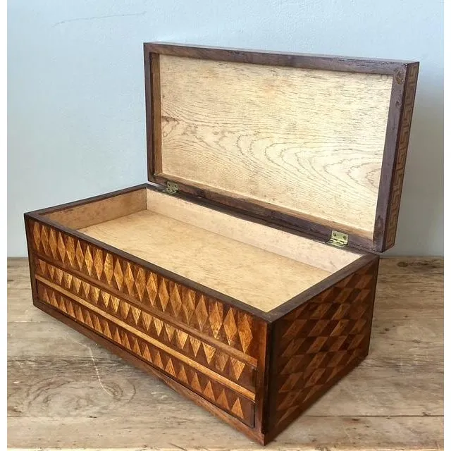 Vintage Boho Greek Key Marquetry Box — additional photo 3
