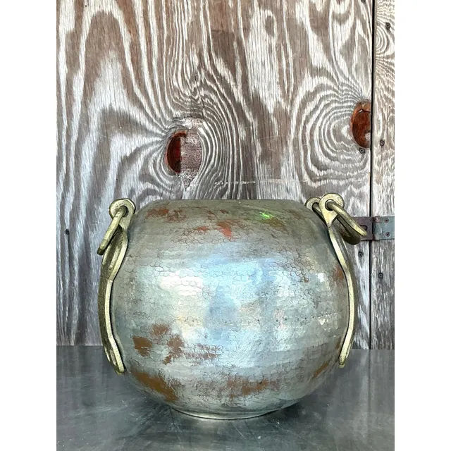 Vintage Boho Hammered Copper and Brass Vase — additional photo 3