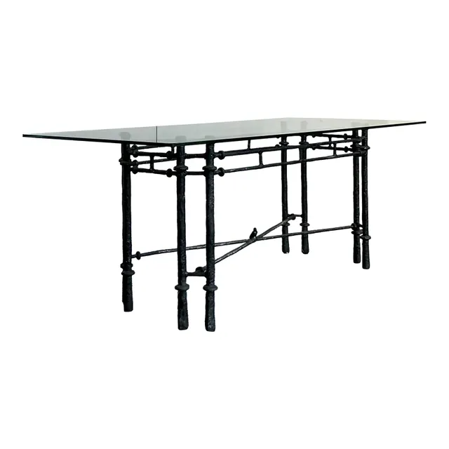 Vintage Boho Hammered Iron Dining Table After Giacometti — additional photo 3