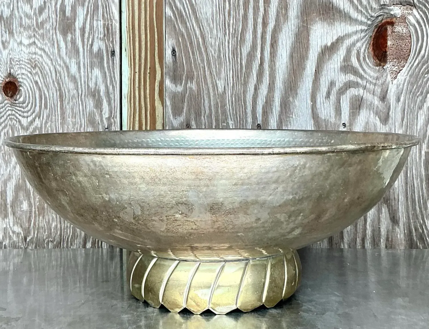 Vintage Boho Hammered Silverplate Bowl — additional photo 3