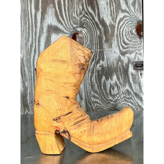 Vintage Boho Hand Carved Boot — additional photo 2