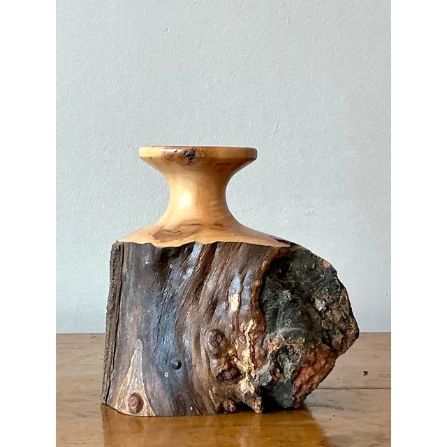 Vintage Boho Hand Carved Cypress Knot Vase — additional photo 3