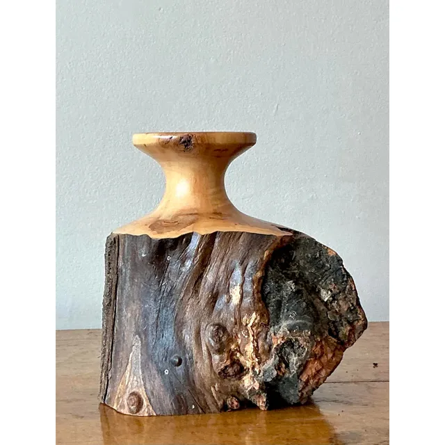 Vintage Boho Hand Carved Cypress Knot Vase — additional photo 5