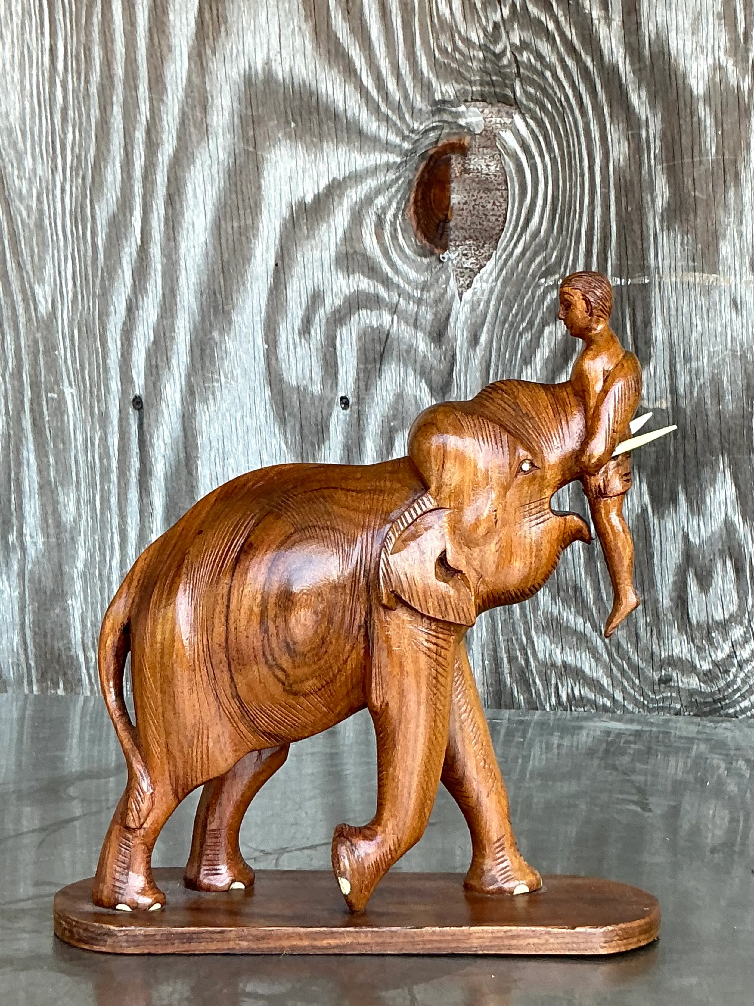 Vintage Boho Hand Carved Elephant — additional photo 1