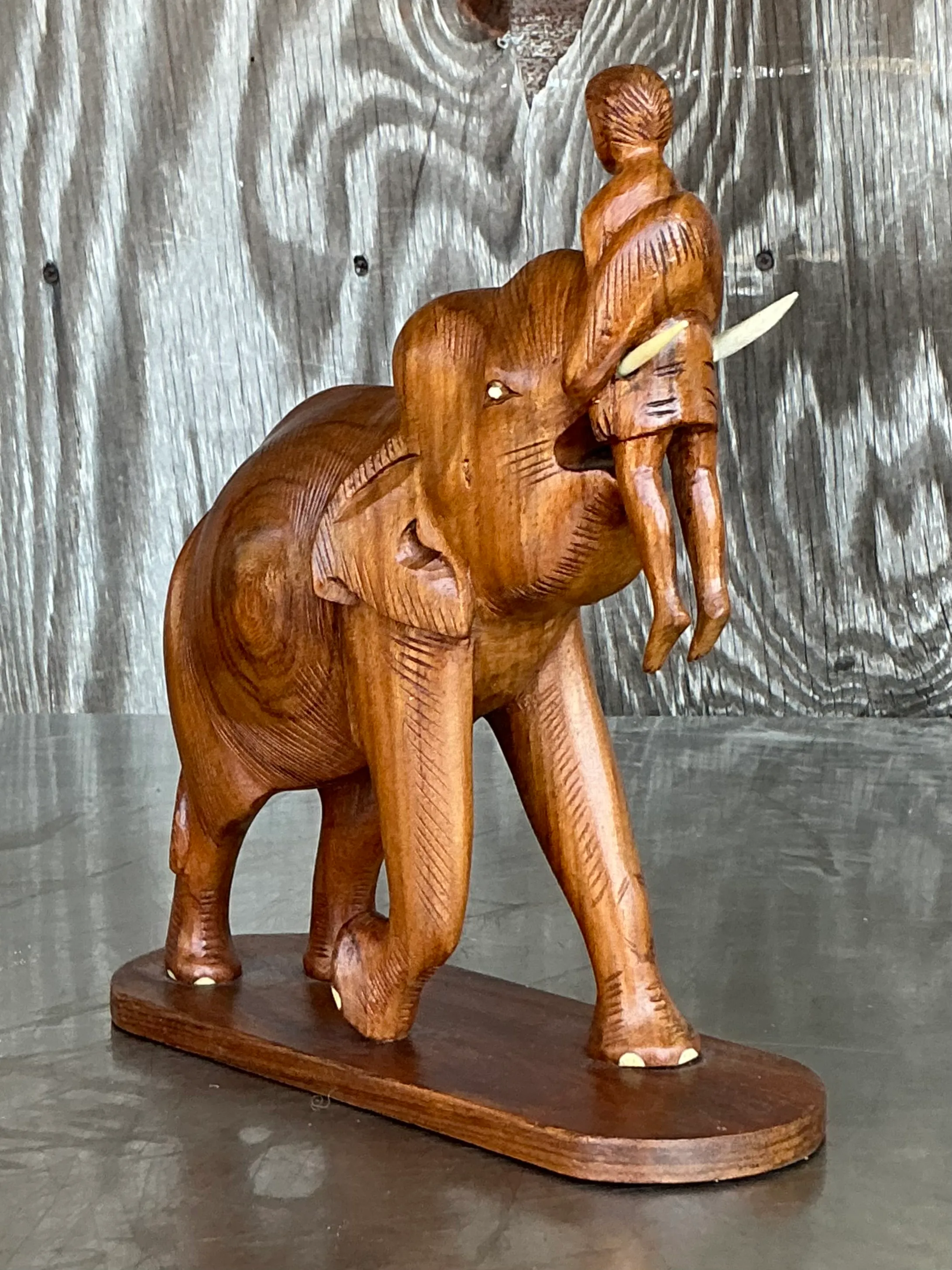 Vintage Boho Hand Carved Elephant — additional photo 2