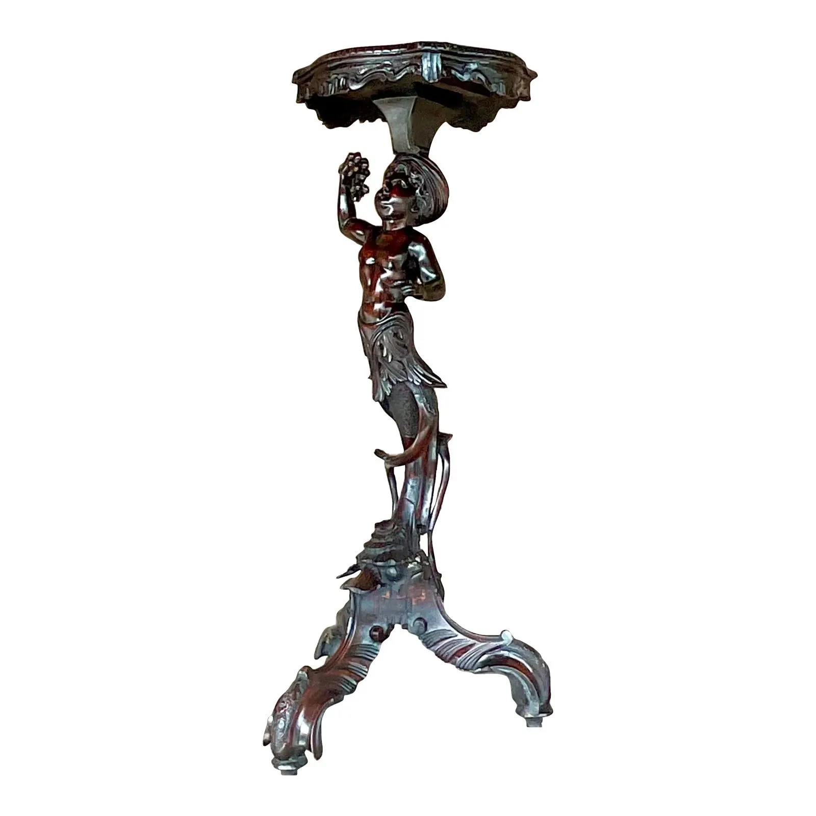 Vintage Boho Hand Carved Serpent Pedestal — additional photo 1