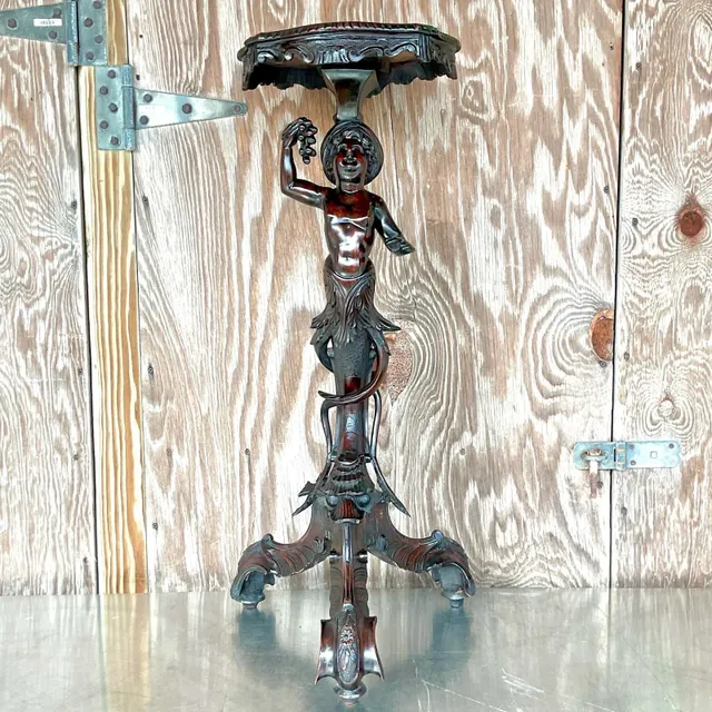Vintage Boho Hand Carved Serpent Pedestal — additional photo 2