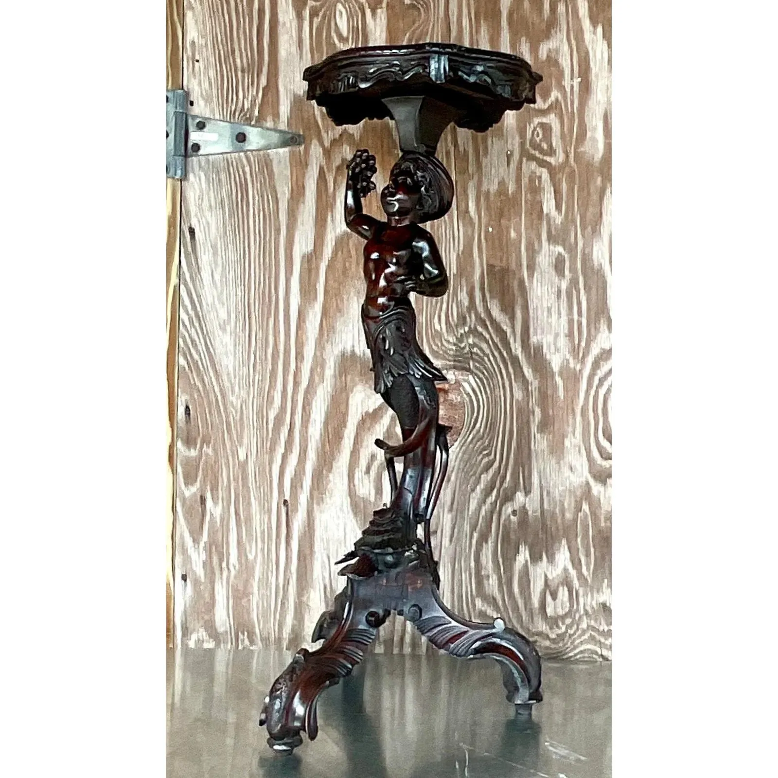 Vintage Boho Hand Carved Serpent Pedestal — additional photo 3