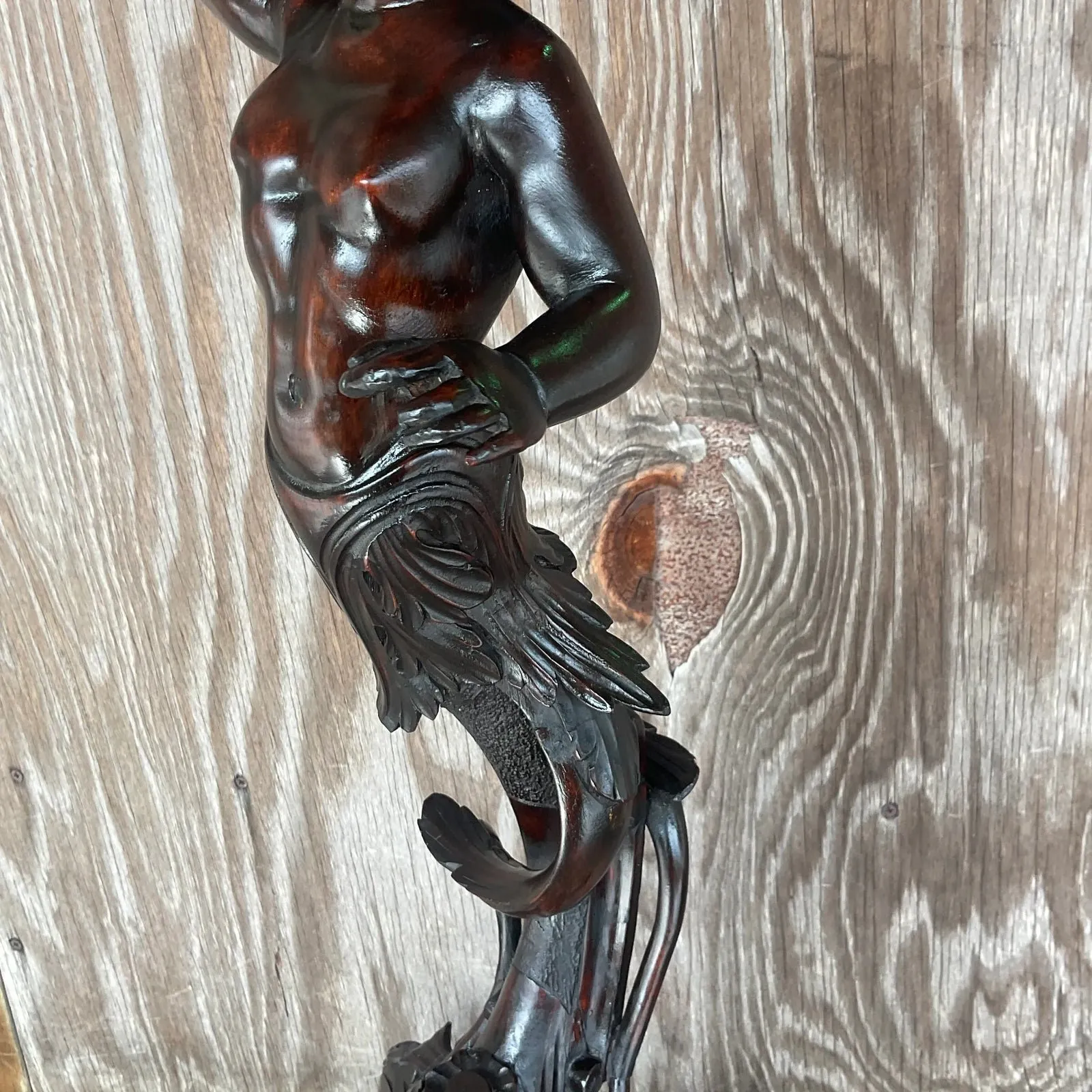 Vintage Boho Hand Carved Serpent Pedestal — additional photo 4