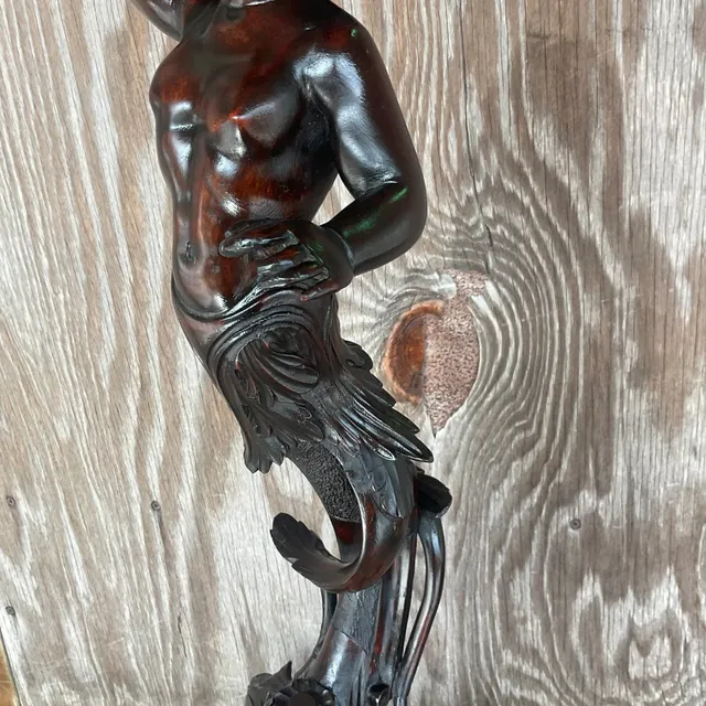 Vintage Boho Hand Carved Serpent Pedestal — additional photo 4