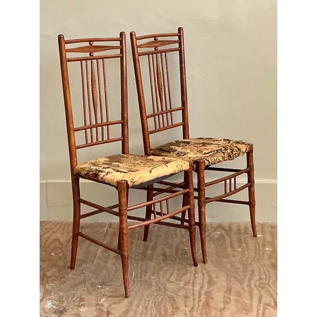Vintage Boho Hand Carved Side Chairs - A Pair — additional photo 2