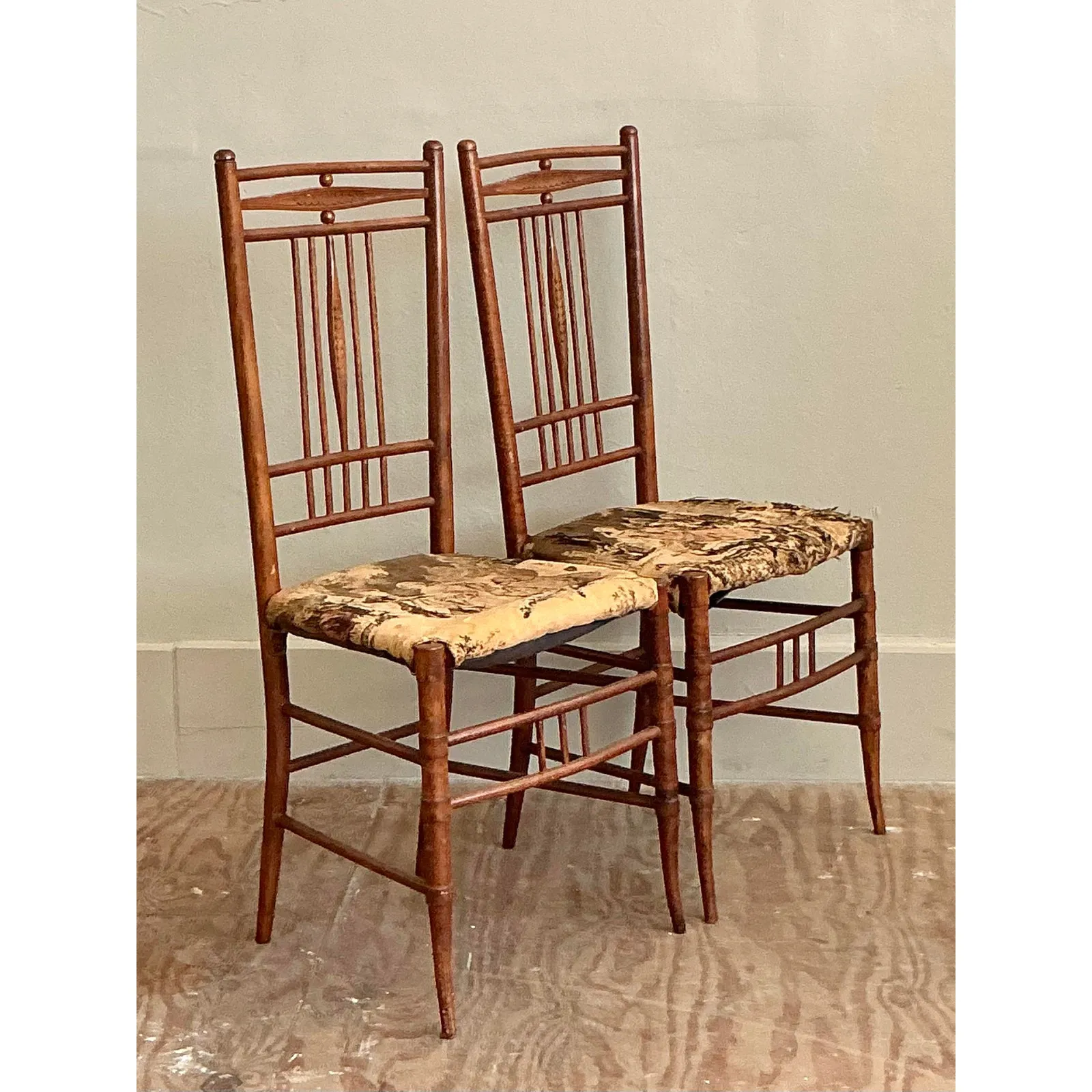 Vintage Boho Hand Carved Side Chairs - A Pair — additional photo 4