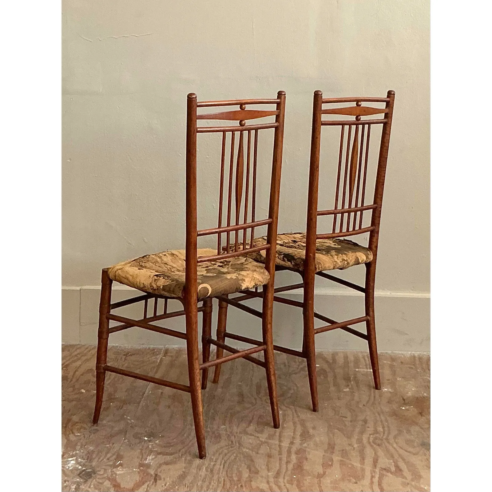 Vintage Boho Hand Carved Side Chairs - A Pair — additional photo 6