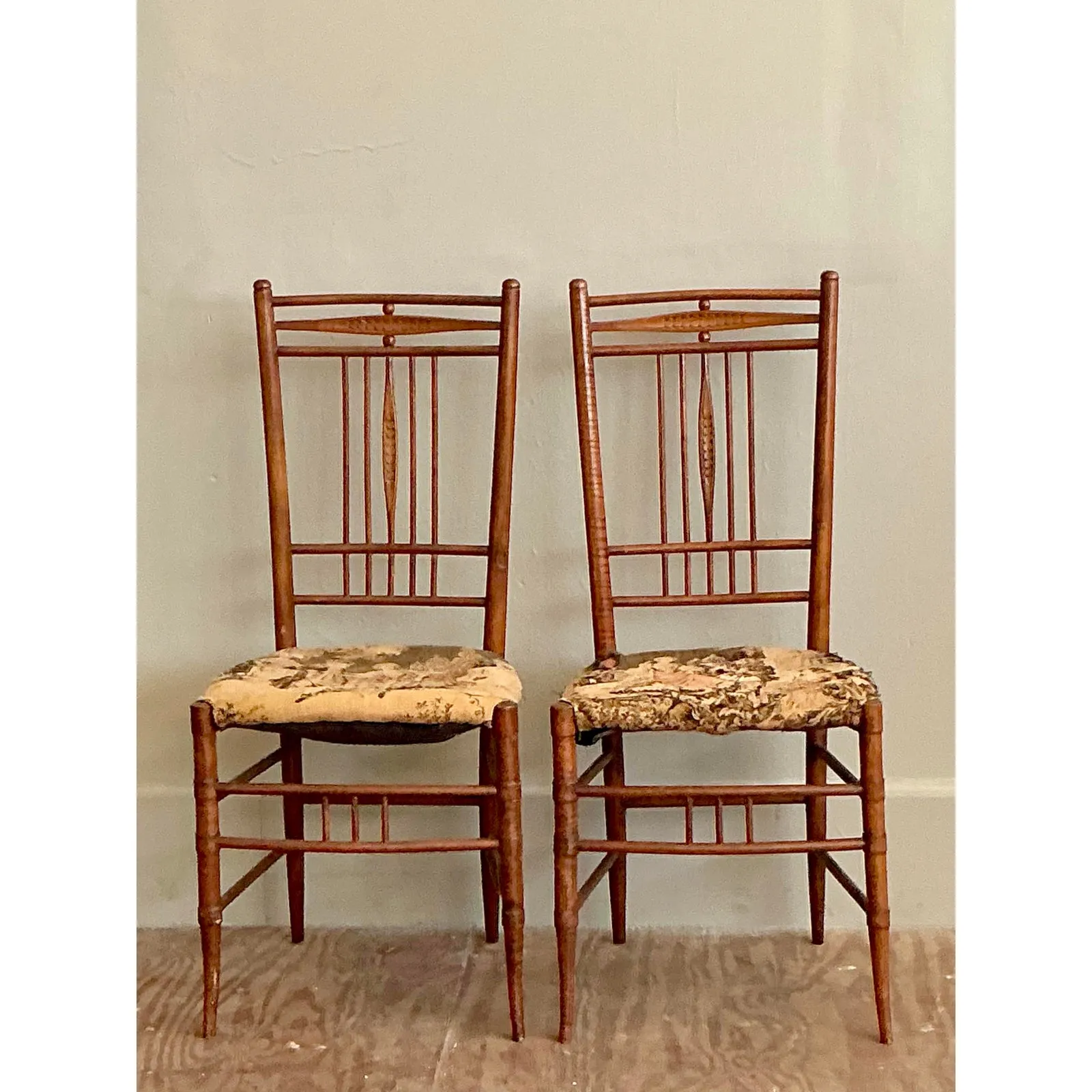 Vintage Boho Hand Carved Side Chairs - A Pair — additional photo 7