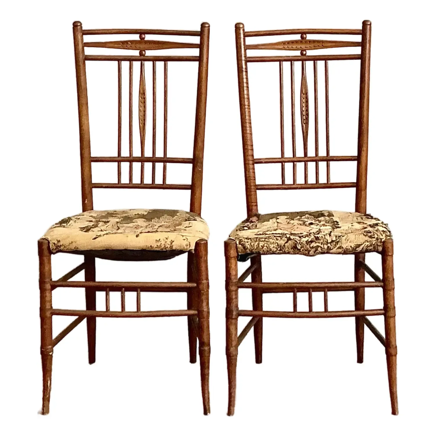 Vintage Boho Hand Carved Side Chairs - A Pair — additional photo 8
