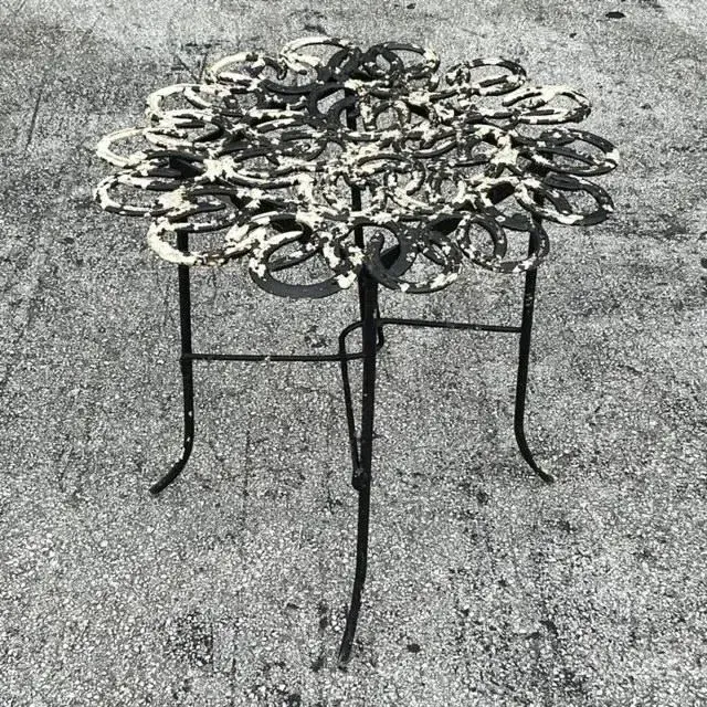 Vintage Boho Hand Forged Horseshoe Table — additional photo 2