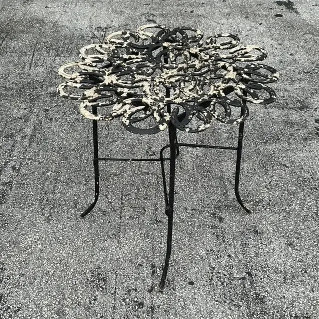 Vintage Boho Hand Forged Horseshoe Table — additional photo 5