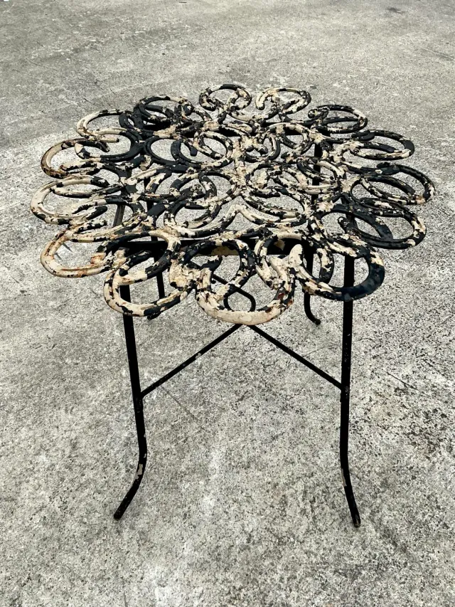 Vintage Boho Hand Forged Horseshoe Table — additional photo 7