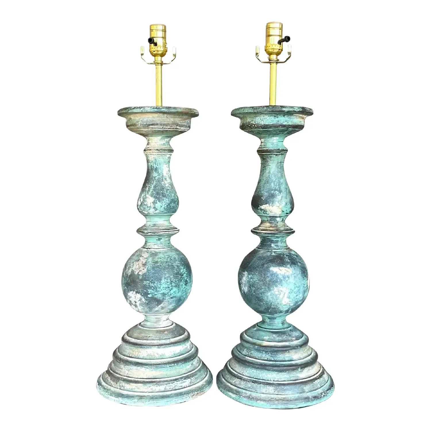 Vintage Boho Hand Painted Balustrade Lamps - a Pair — additional photo 1