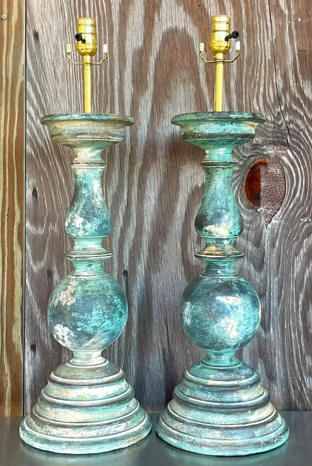 Vintage Boho Hand Painted Balustrade Lamps - a Pair — additional photo 2