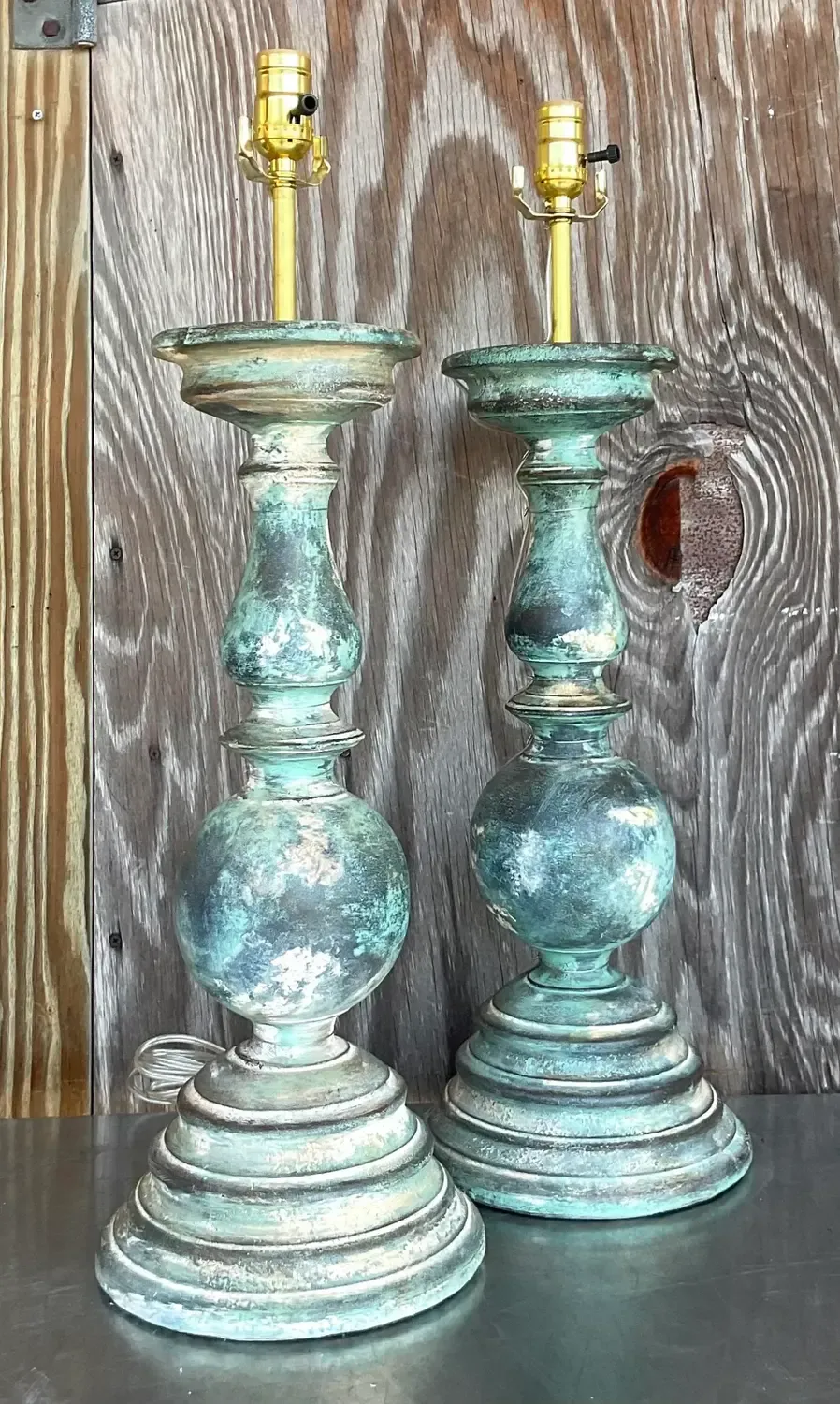 Vintage Boho Hand Painted Balustrade Lamps - a Pair — additional photo 5