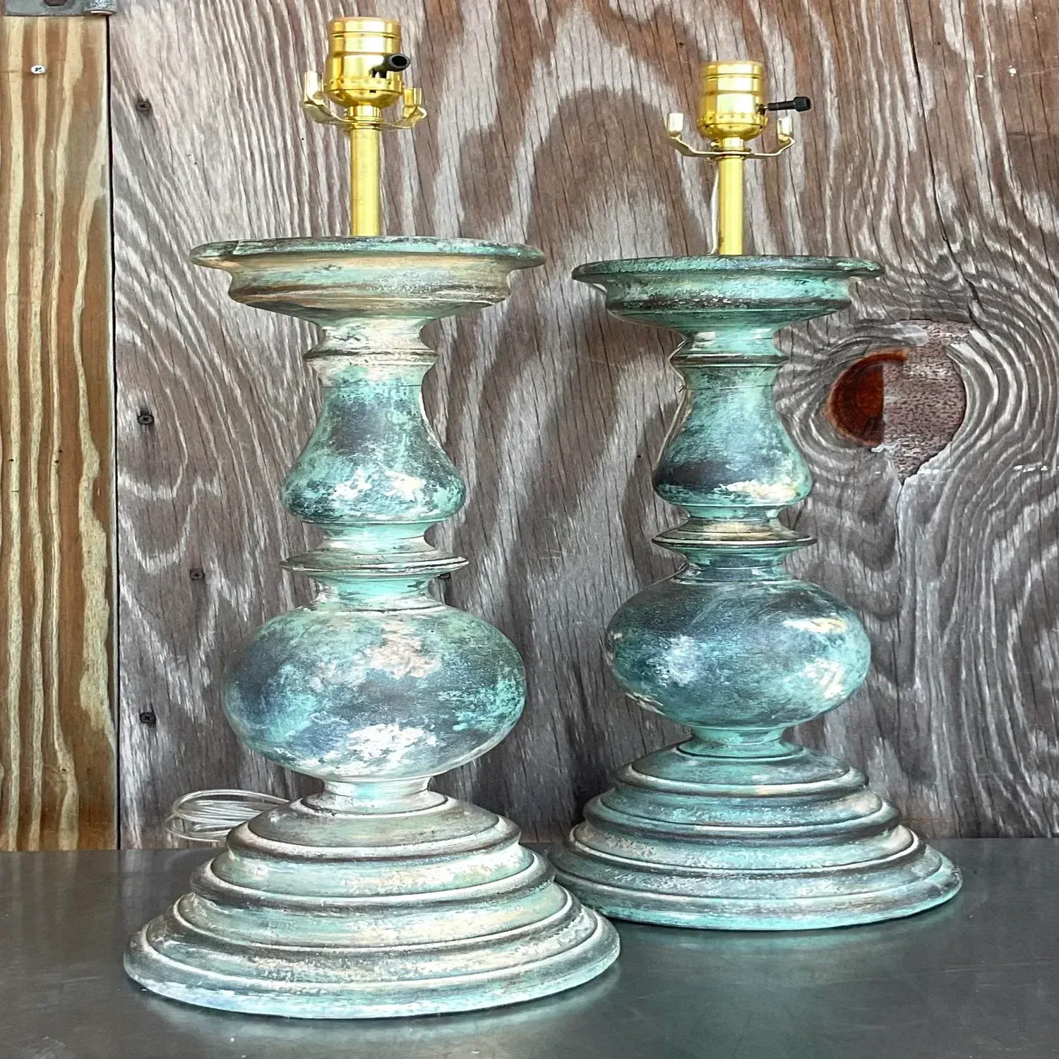Vintage Boho Hand Painted Balustrade Lamps - a Pair — additional photo 7