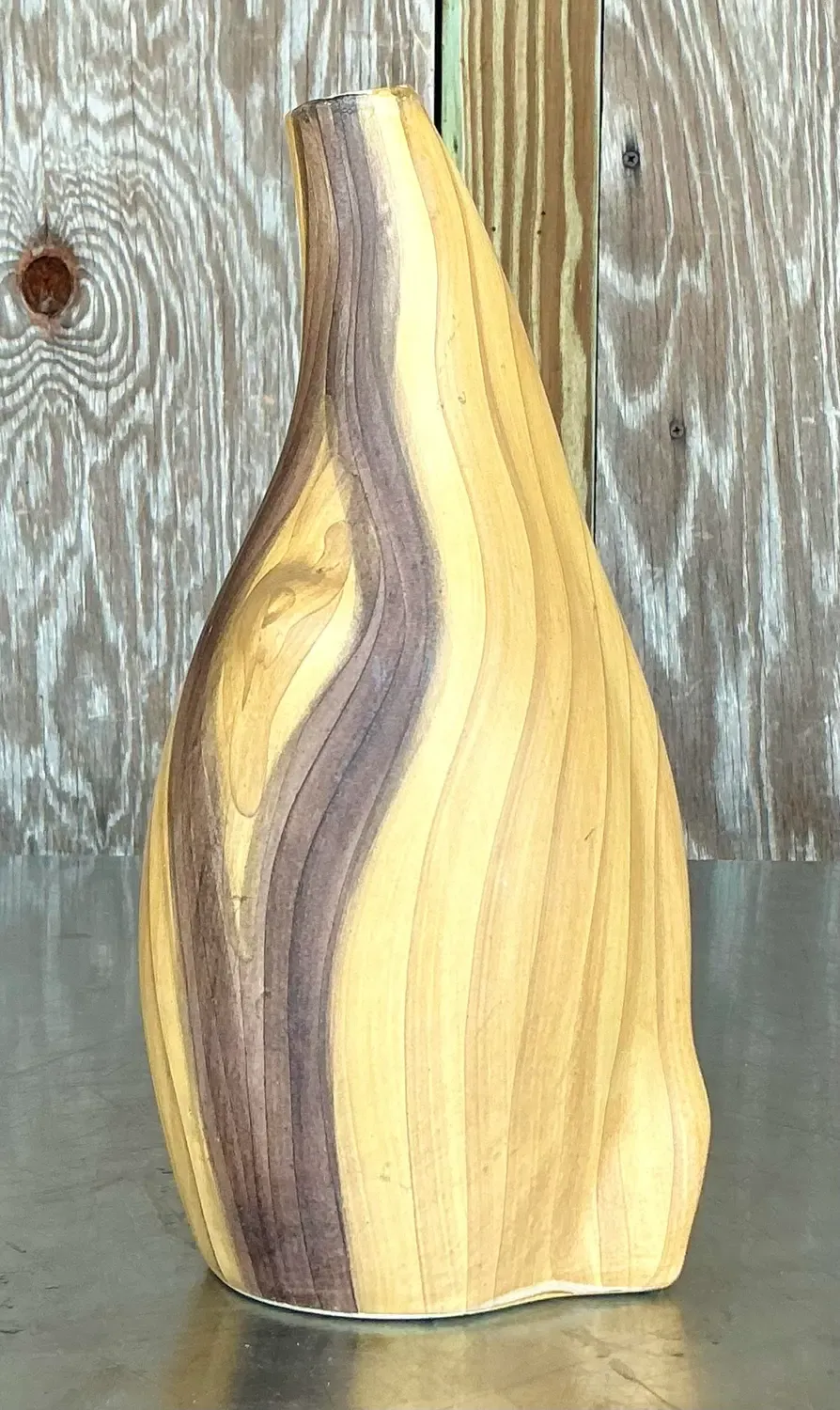 Vintage Boho Hand Painted Biomorphic Ceramic Vase — additional photo 4
