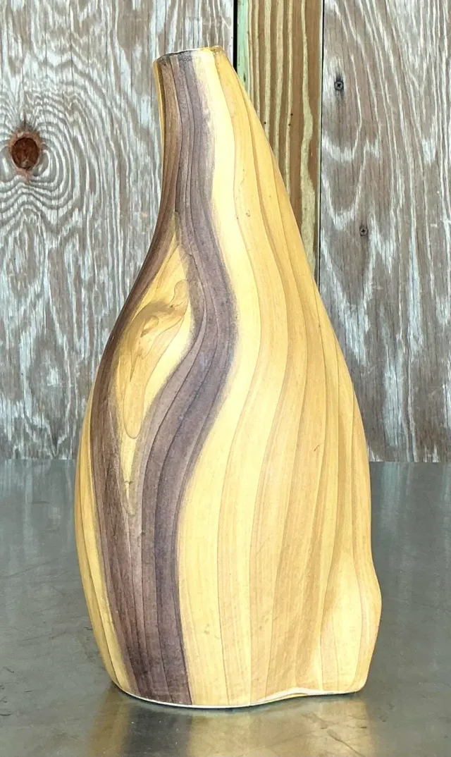 Vintage Boho Hand Painted Biomorphic Ceramic Vase — additional photo 4