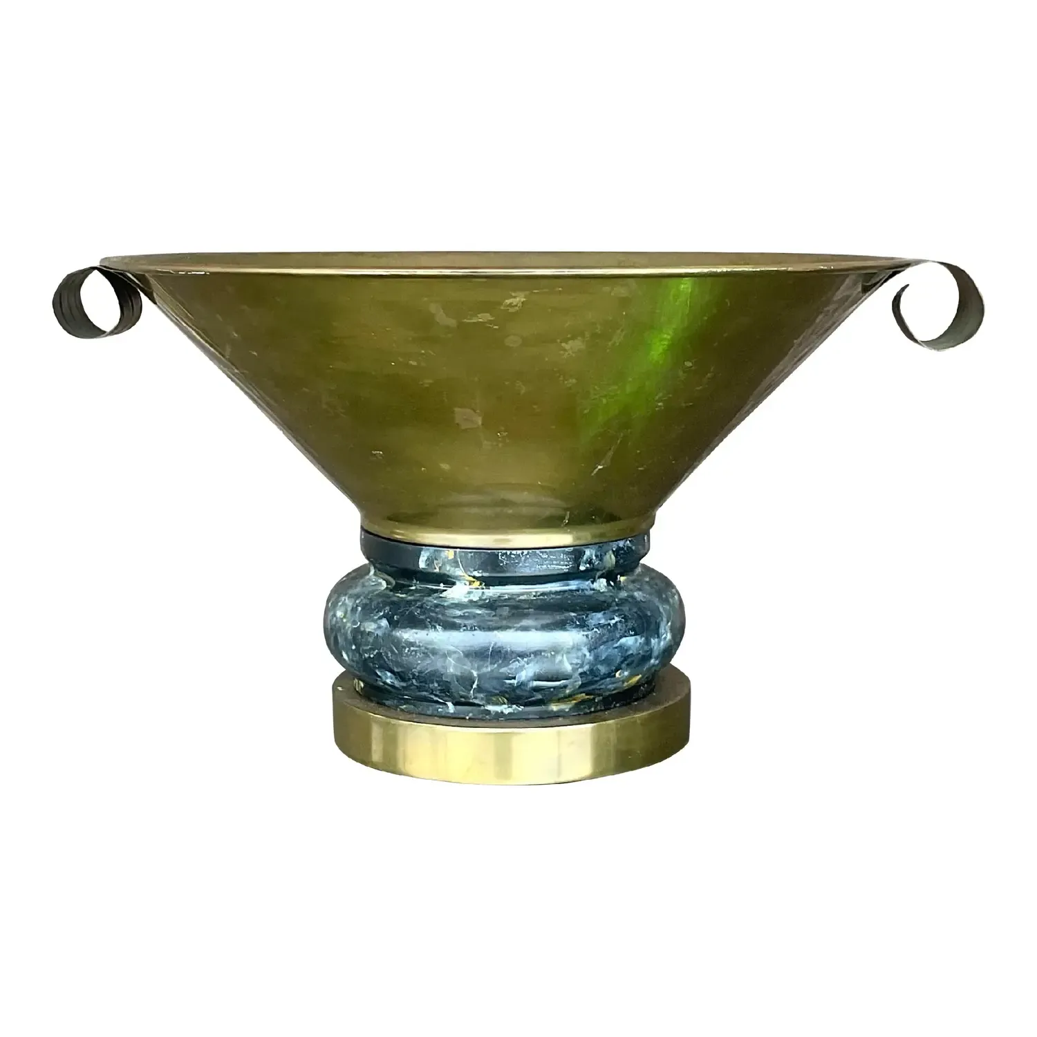 Vintage Boho Hand Painted Brass Centerpiece Bowl — additional photo 1