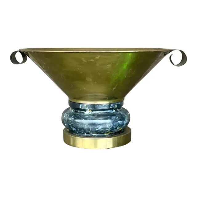 Vintage Boho Hand Painted Brass Centerpiece Bowl — additional photo 1