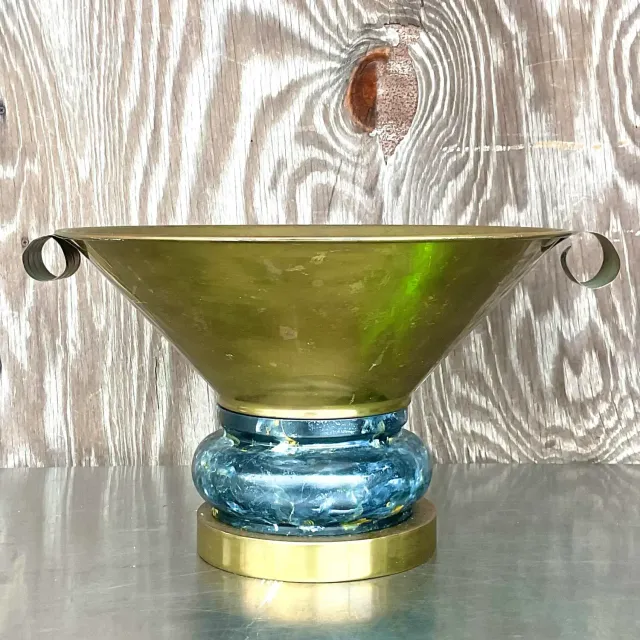Vintage Boho Hand Painted Brass Centerpiece Bowl — additional photo 7