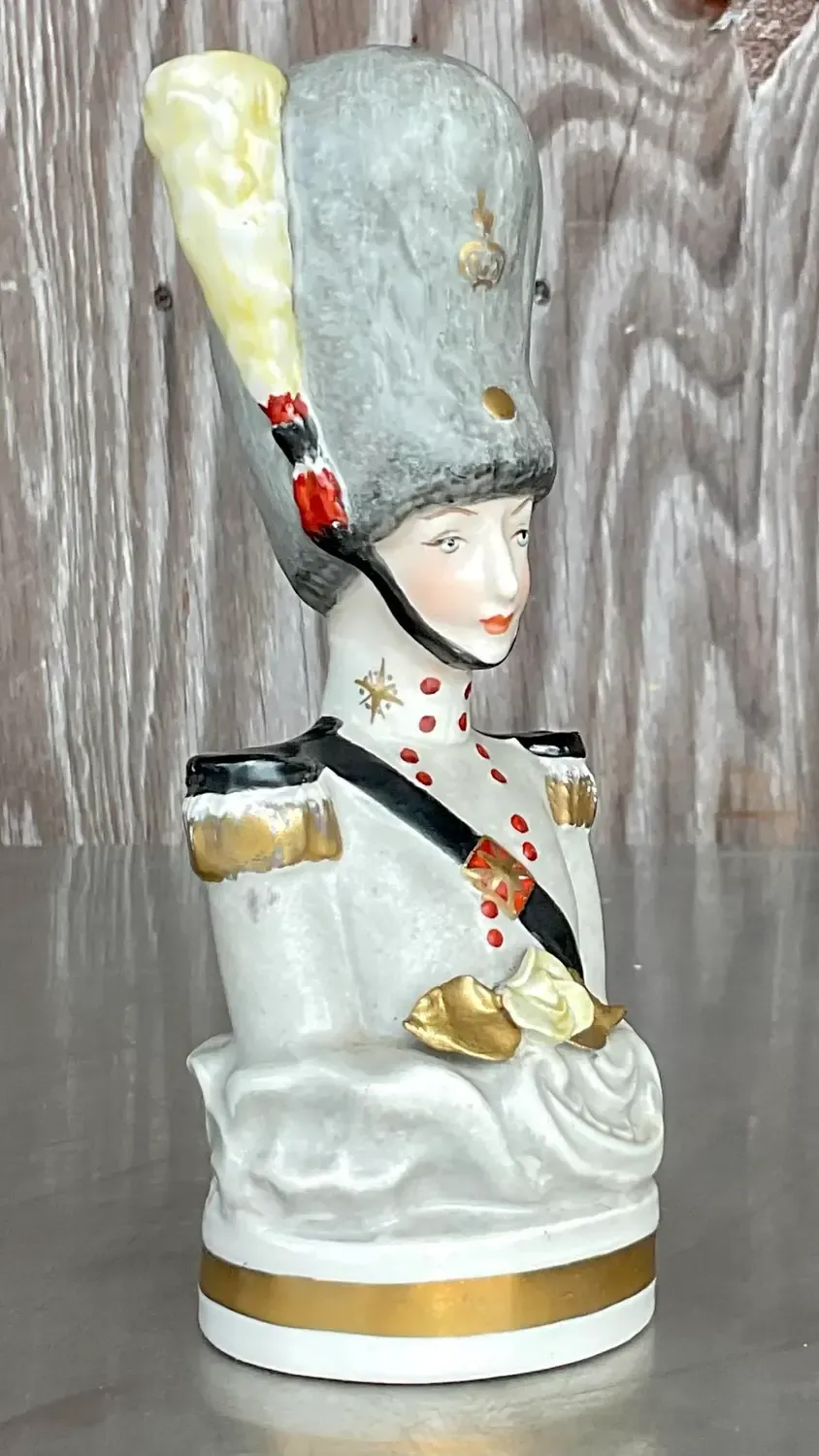 Vintage Boho Hand Painted Bust of Soldier — additional photo 1