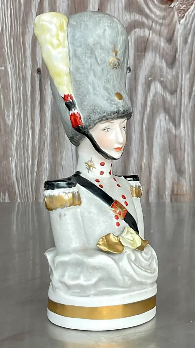 Vintage Boho Hand Painted Bust of Soldier — additional photo 1