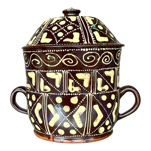 Vintage Boho Hand Painted Ceramic Chocolate Pot — additional photo 1