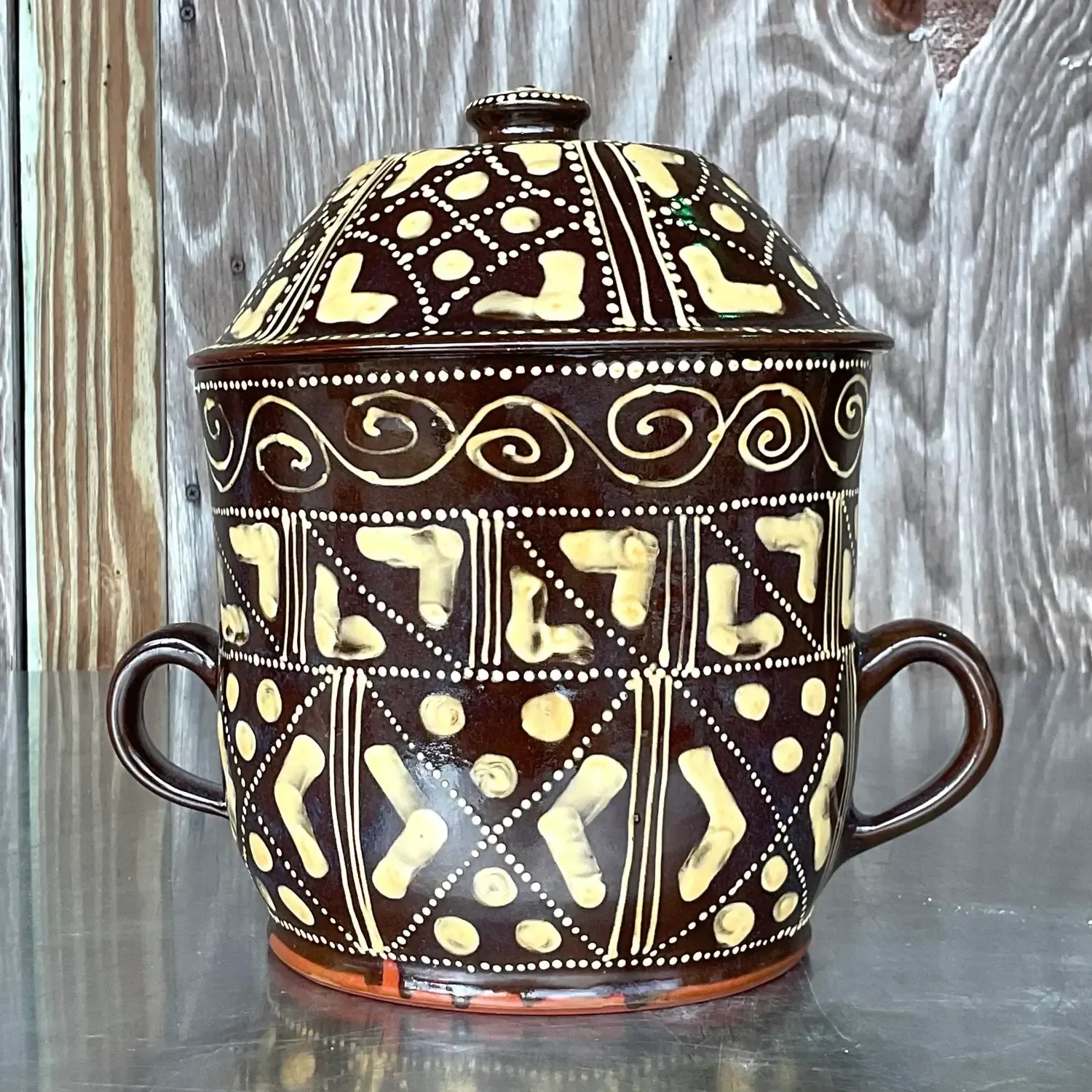 Vintage Boho Hand Painted Ceramic Chocolate Pot — additional photo 3