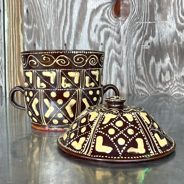 Vintage Boho Hand Painted Ceramic Chocolate Pot — additional photo 4