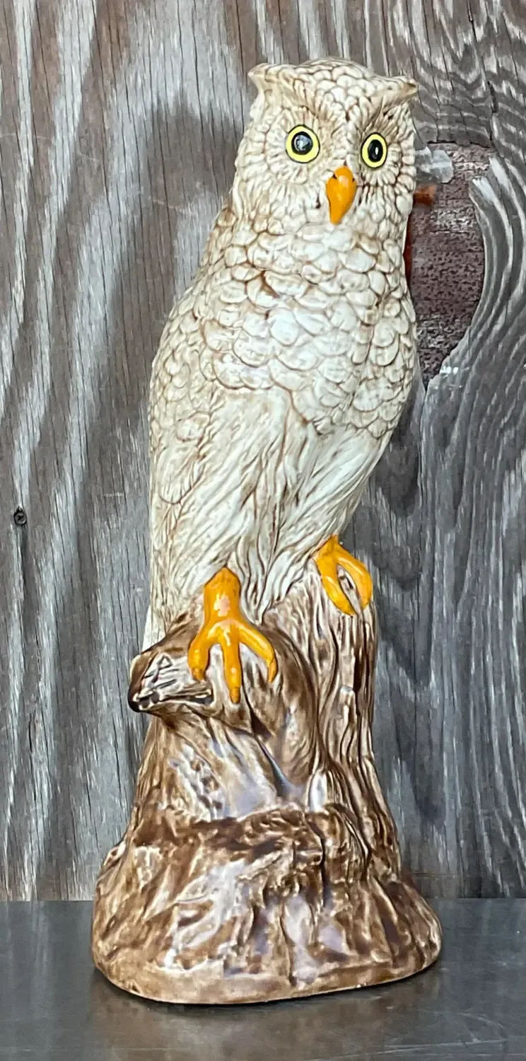Vintage Boho Hand Painted Ceramic Owl — additional photo 2