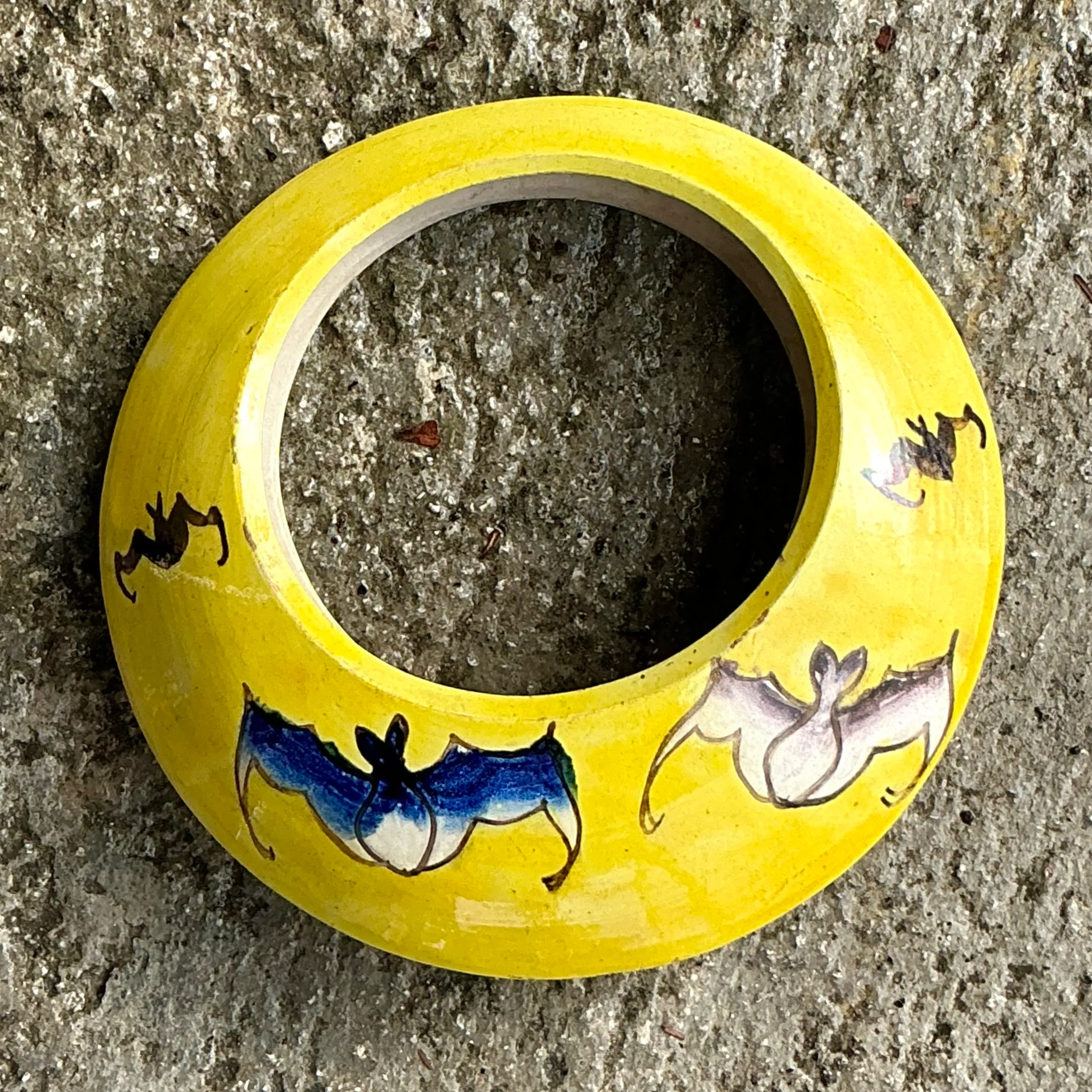 Vintage Boho Hand Painted Ceramic Wall Pocket — additional photo 3