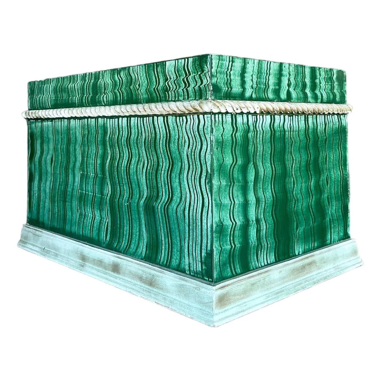 Vintage Boho Hand Painted Faux Malachite Box — additional photo 1