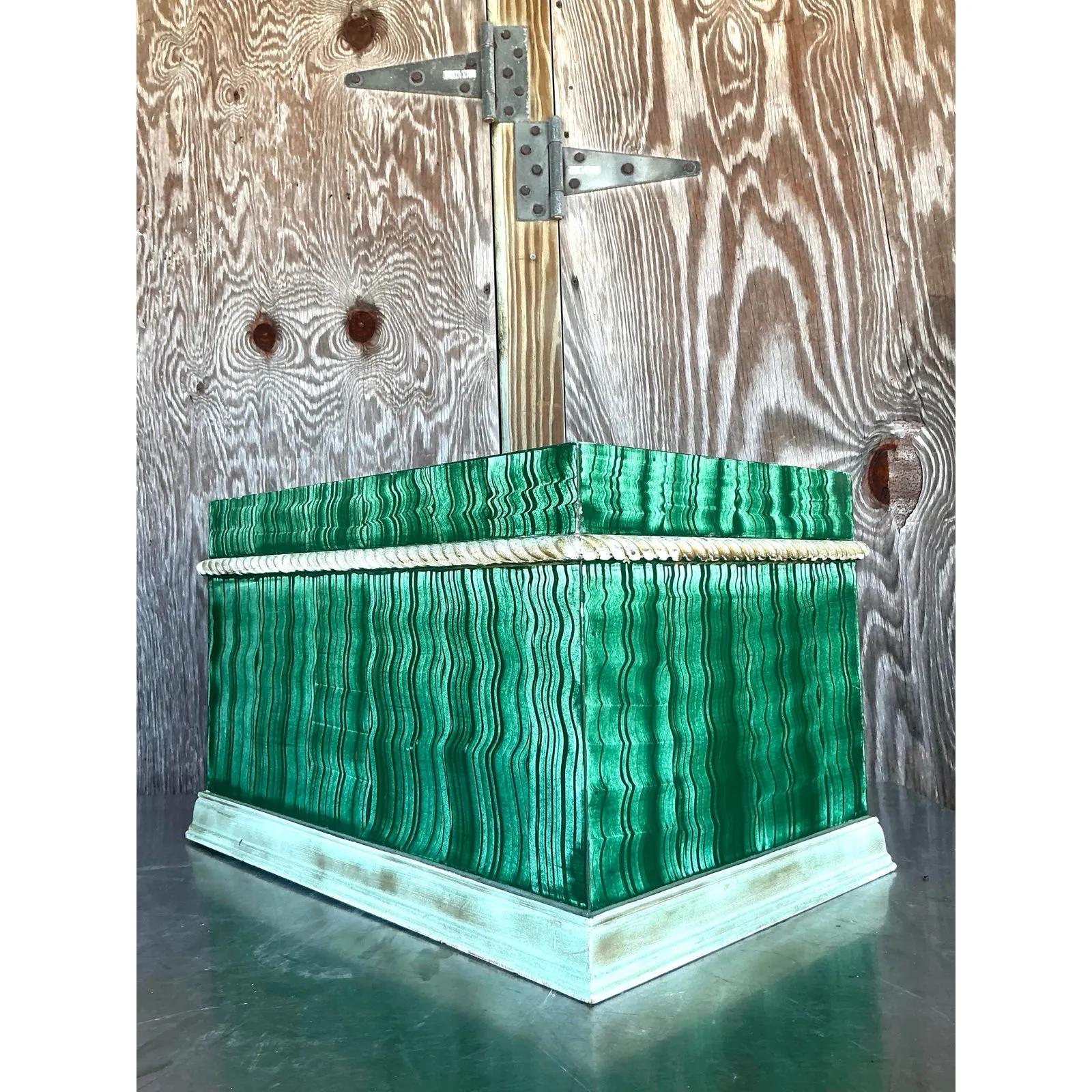 Vintage Boho Hand Painted Faux Malachite Box — additional photo 4