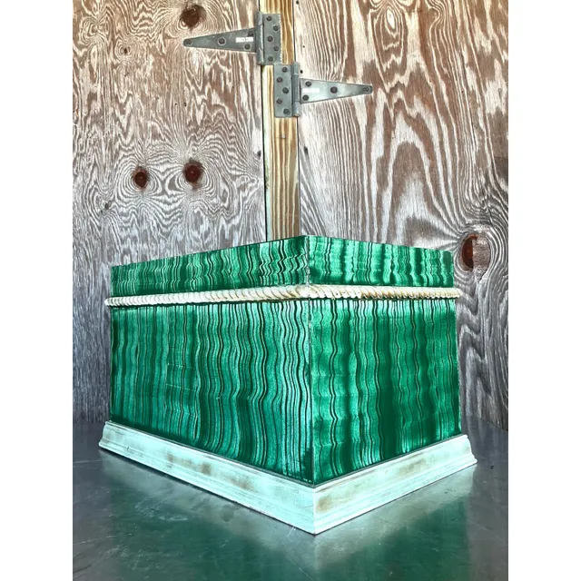 Vintage Boho Hand Painted Faux Malachite Box — additional photo 4