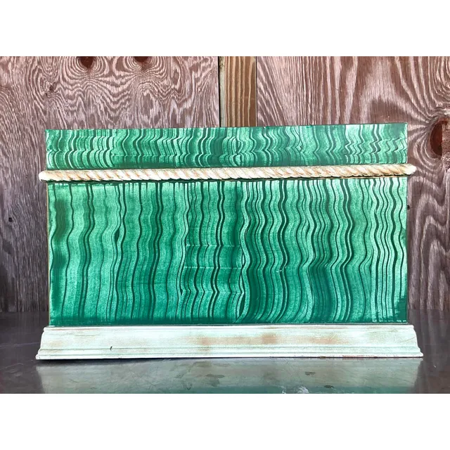Vintage Boho Hand Painted Faux Malachite Box — additional photo 5