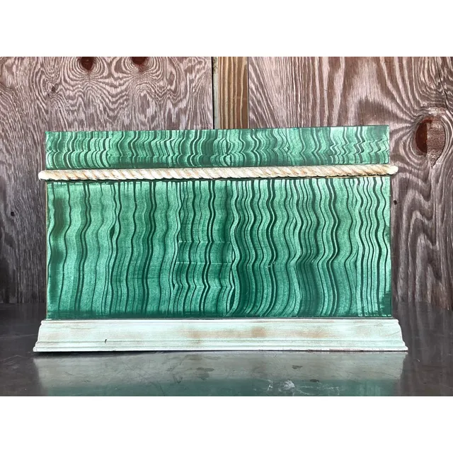 Vintage Boho Hand Painted Faux Malachite Box — additional photo 6